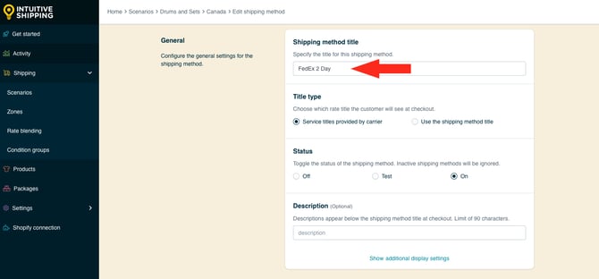IS HS FedEx 2 Day Shipping -  Edit Shipping Method Title