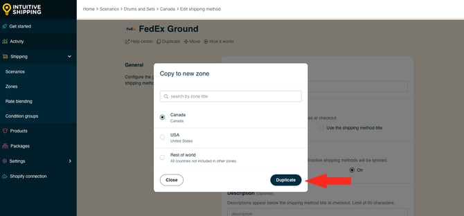 IS HS FedEx Ground Shipping - Copy To Zone Canada Duplicate Button