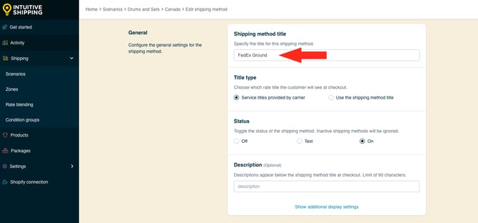 IS HS FedEx Ground Shipping - Edit Shipping Method Title