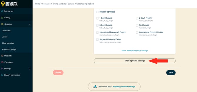 IS HS FedEx Ground Shipping - Show Optional Settings
