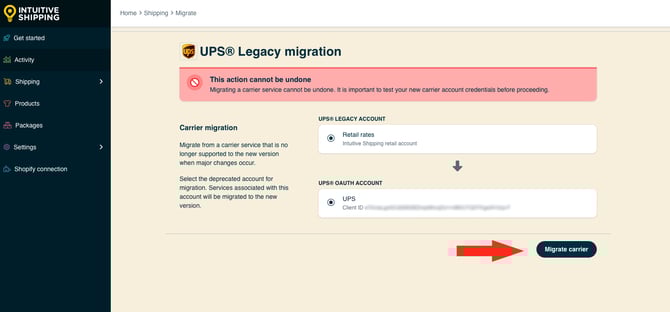 IS HS Migrate UPS - Migrate Button