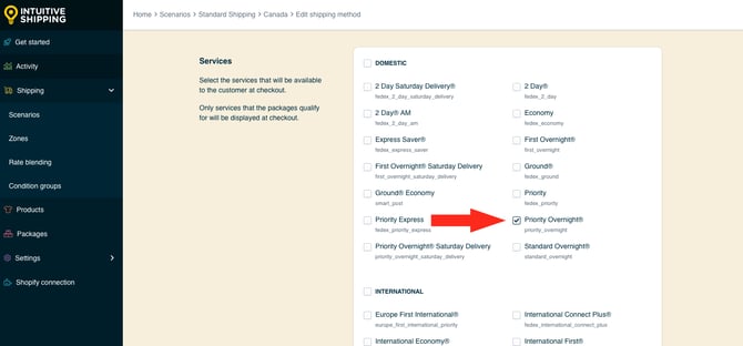 IS HS Parcel Service Shipping Method - Services - Select FedEx Priority Domestic