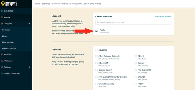 IS HS Parcel Service Shipping Methods - Select Carrier Account FedEx