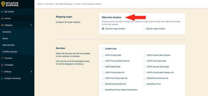IS HS Parcel Service Shipping Methods - Ship From Location - ShipStation