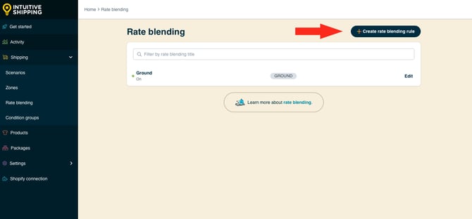IS HS Rate Blending - Create Rate Blending Rule Button -  Multi-Carrier Service Ground