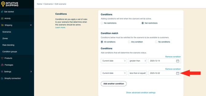 IS HS Scenario - Add Condition - Current Date Less Than or Equals 2025-12-22