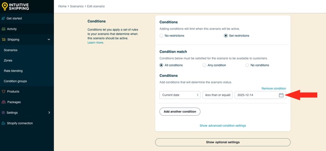 IS HS Scenario - Condition Value - Current Date Less Than Or Equals 2025-12-14