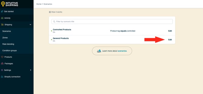 IS HS Scenario - Controlled Shipping - Edit Standard Scenario