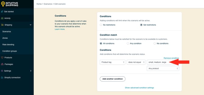 IS HS Scenarios -  Priority Scenarios - Condition Value Product Tags Small Med Large