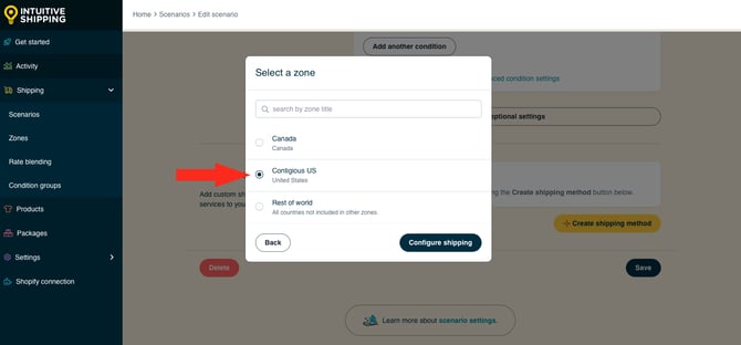 IS HS Scenarios - Create Scenario - Select Zone Contigious US
