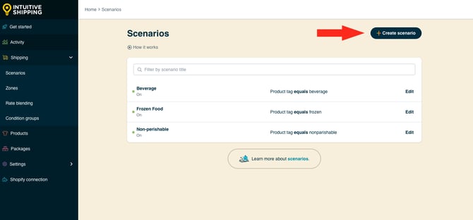 IS HS Scenarios - Create Scenario Button - Food Beverage List