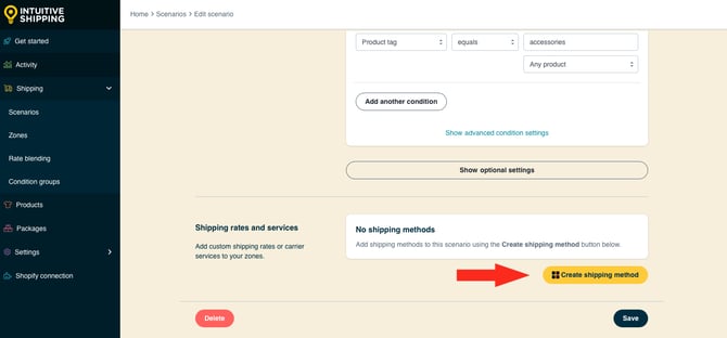 IS HS Scenarios - Sticks - Create Shipping Method