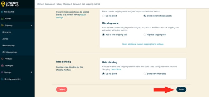 IS HS Shipping Methods Holiday Shipping Method Optional Settings Save