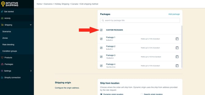 IS HS Shipping Methods Holiday Shipping Method Packages