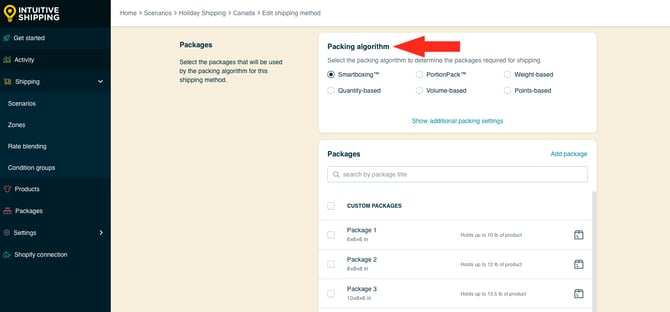 IS HS Shipping Methods Holiday Shipping Method Packing Algorithm