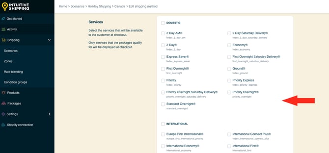 IS HS Shipping Methods Holiday Shipping Method Services
