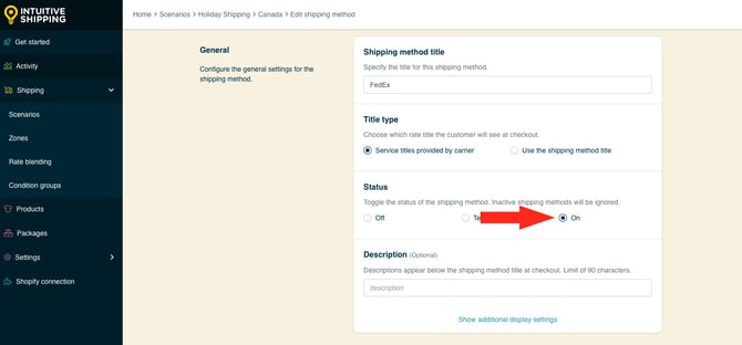 IS HS Shipping Methods Holiday Shipping Method Status On FedEx