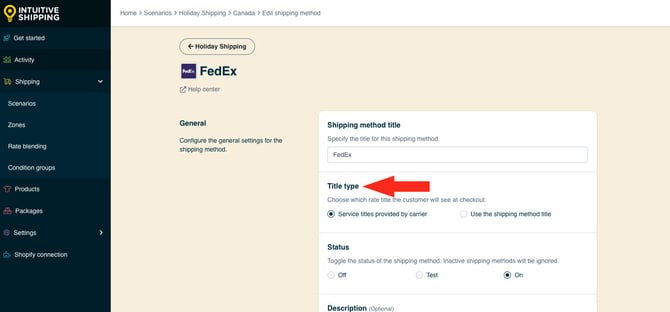 IS HS Shipping Methods Holiday Shipping Method Title Type FedEx