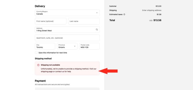 IS HS Shopify - Shipping Not Available Custom