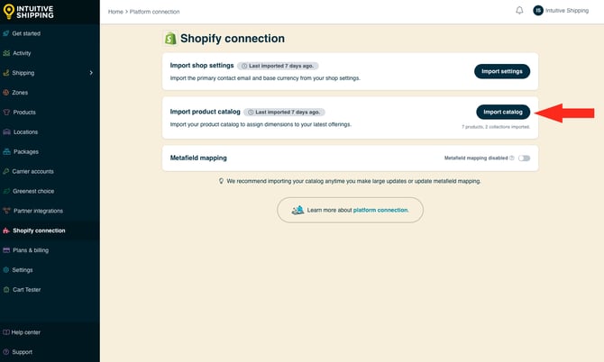 IS HS Shopify Connection - Import Catalog