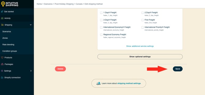 IS HS Time Sensitive Shipping Method - FedEx Economy - Save Button