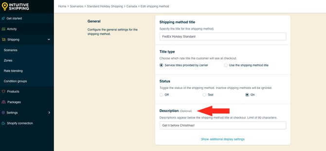 IS HS Time-Sensitive Shipping Method - Edit Standard Shipping Method Description