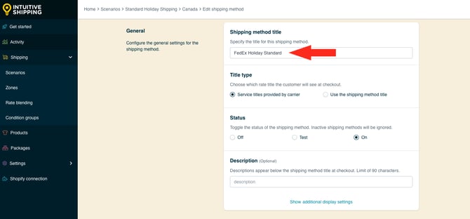 IS HS Time-Sensitive Shipping Method - Edit Standard Shipping Method Title