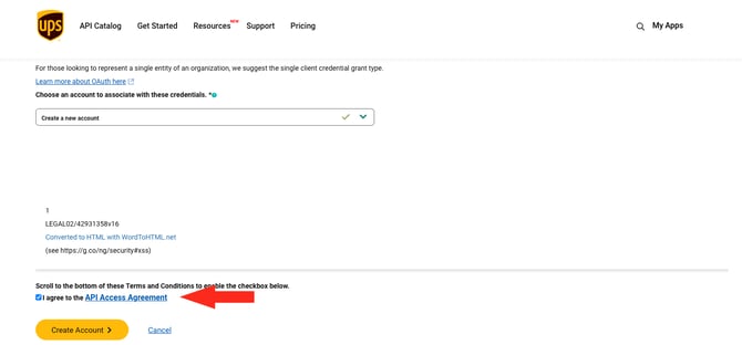 IS HS UPS OAuth - API Agreement and Create